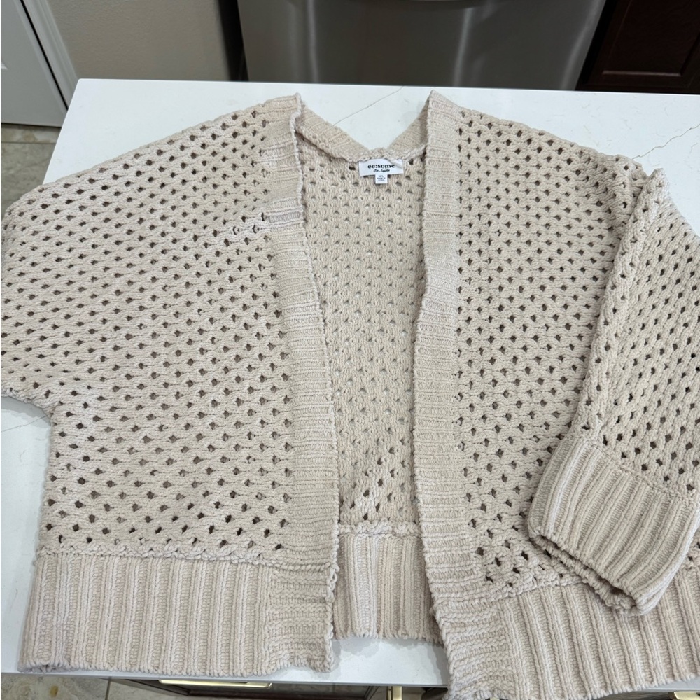 Eesome Beige Open-Knit Cardigan